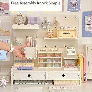 Faridabio desktop storage rack, punch-free storage shelf, ideal for dormitories and offices, perfect for organizing cosmetics, stationery and books, suitable for tables and drawers in homes and offices