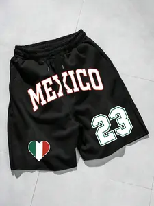 Men's Letter Print Shorts, Regular Fit Graphic Design for Casual Summer Style, Trendy Everyday Wear Bottoms