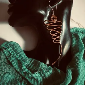 Handmade Pure Copper Wire Earrings Unique swirl  & Drop Designs Lightweight Comfortable High-Quality Materials One-of-a-Kind Accessory