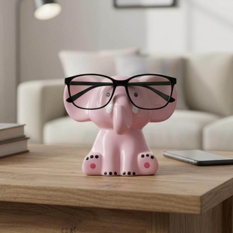 Cute Elephant Animal Shape Glasses Holder Eyeglass Display Stand Decorative Storage Rack for Office Desk Nightstand