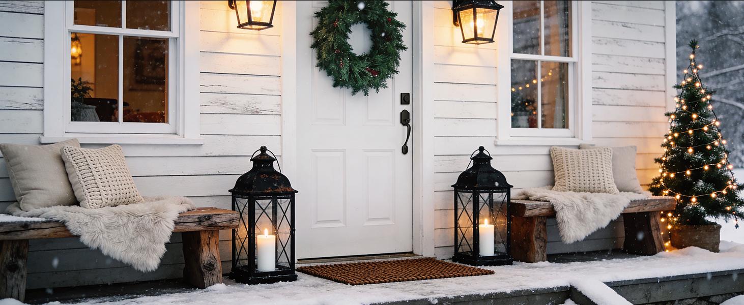 Brightify Antique Brass Front Door Handle No Lock, Classic Exterior Door Handle, Entry Door Handle Reversible for Left & Right Hand Doors