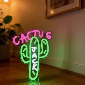 Cactus Jack Neon Light, Home Decor Lamp, Adjustable Dimmable Switch, USB Powered, Wall Mountable, Party Bedroom Cafe Hanging Decoration