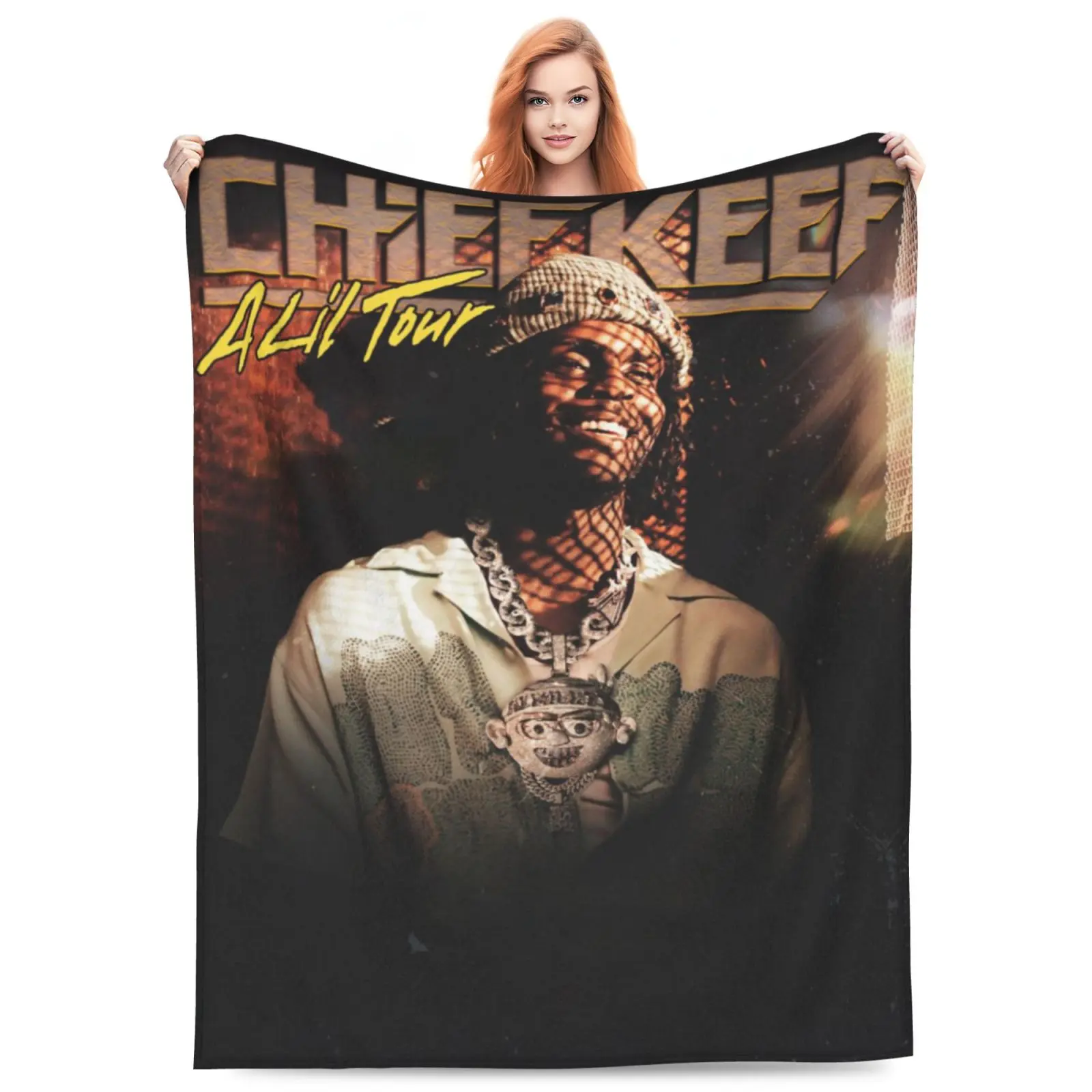 Chief Keef Blanket Cute Hip Hop Fleece Throw Cozy Couch Blanket Travel Blanket Soft Warm Bedding for Bedroom Living Room