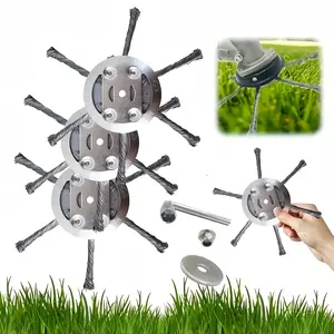 2/1PCS Heavy-Duty 6Blades Steel Trimmer Head Replacement-Multifunctional Weed/Moss/Rust Removal Tool With 0.2"/5mm Hole Diameter, Only Compatible With Electric Brush Cutters&Lawn Mowers!Equipped With Professional Grade Garden Grass Trimming Accessory