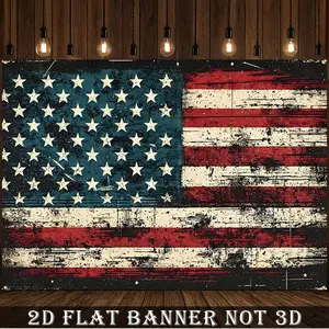 2D1pc Vintage-Style American Flag Backdrop Banner  Distressed Polyester Background Cloth, Perfect for Party Decor & Photography, Indoor/Outdoor Use, No Power Needed, Party Decoration Supplies