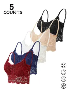 5 Pack Lace Cami Tops, Comfortable and Breathable Everyday Essentials, Flattering Fitted Design in Multiple Colors