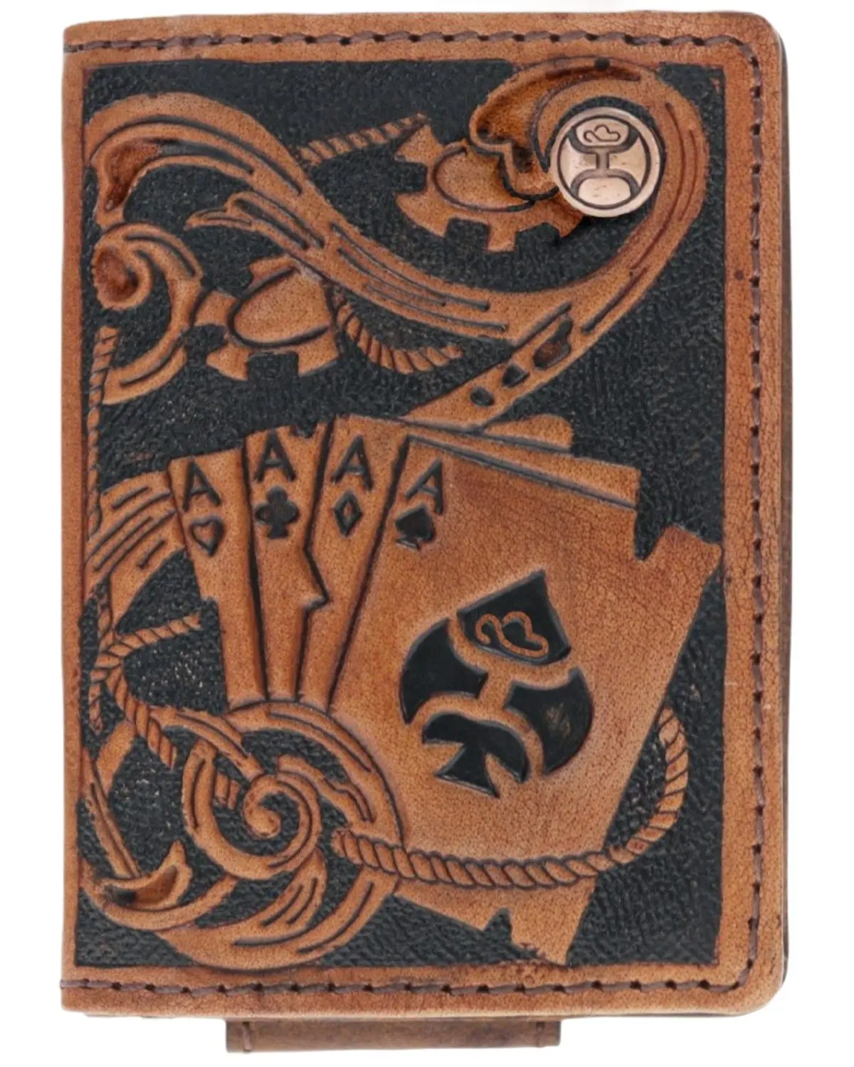 Hooey Men's Men'S Gambler Playing Card Embossed Bifold Money Clip - Hmc038-Brbk