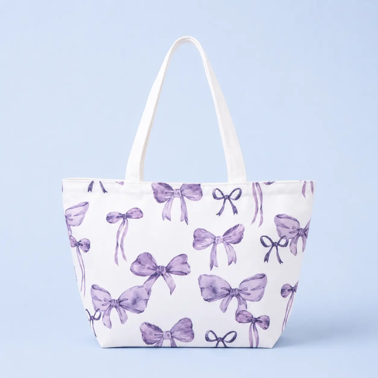 Large Canvas Tote Bags with Purple Bows