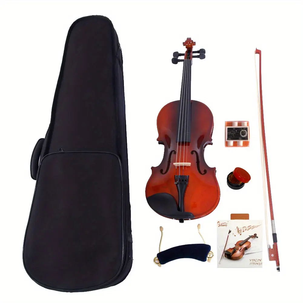 GV100 4/4 Full Size High-Quality Acoustic Violin with Plastic Case, Bow, Rosin, Strings, Tuner, Shoulder Rest, Chin Rest, Tailpiece, Fingerboard (Natural Finish)