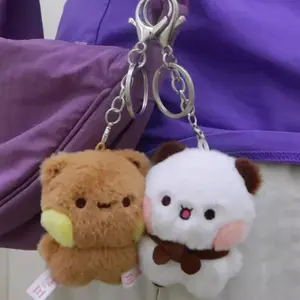 Cartoon Panda Bubu and Yier Keychain Pendant Dolls Cute Panda Bear Doll Keyring Handbag Decor Accessories Couple Gifts