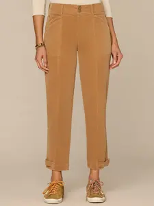 "Ab"solution® High Rise Double Button Tapered Hem Utility Petite Corduroy Pants