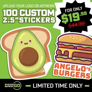 Custom 100pcs 2.5" Vinyl Stickers for $19.98