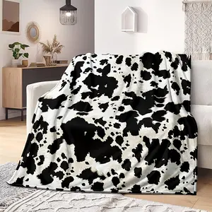 1pc Cow Print Blanket, Cow Pattern Animal Blanket, Warm Cozy Soft Throw Blanket For Couch Bed Sofa Travelling Camping