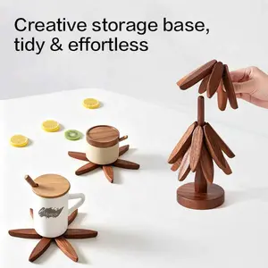 Solid wood + scratch & heat resistant | Save your table from hot pots and pans | '1 Tree' Hot Pad Set – Circular Coasters