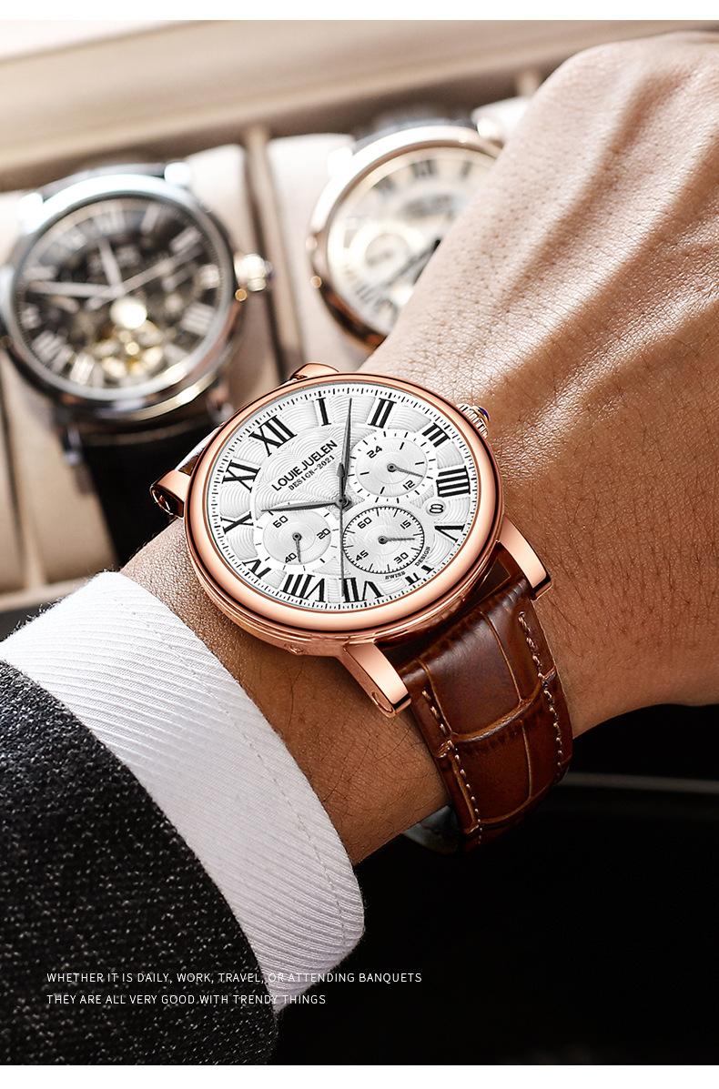LOUIE JUELEN Luxury Men's Business Watch - 2025 New Multifunction Waterproof Quartz Wristwatch, Genuine High-End Fashion Men's Watch