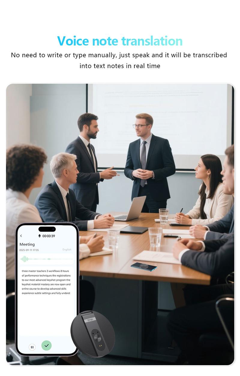 AI Translator Voice Recorder Note Recorder, Translation 146+ languages with Real-time Translation, Supports Video and Voice Call Translation, Magnetic Phone Holder,  Travel Socializing Lectures Meetings Interviews