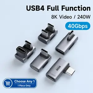 240w USB C to C Adapter 40gbps 8k 60hz 90 Degree Converter, Usb4 Adapter for Thunderbolt 4/3 Macbook iPhone 15 Pro Tablet Electronic