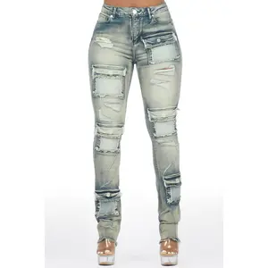 Kritisha Tinted Dark Wash Cargo Skinny Jean