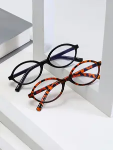 Women's Vintage Oval Eyeglass Frames Anti-Blue Light, Casual Style, Solid Pattern, PC Material, All Seasons, 2 Pieces Set