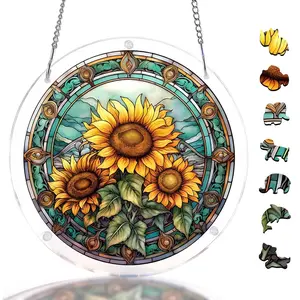 Acrylic Puzzle Suncatcher, Sunflower Catchers Puzzle, DIY Suncatchers Jigsaw Puzzle Window Hanging, Home & Garden Decor, Acrylic Hanging Ornament, Decorative Hanging Piece, DIY Ornaments, Decoration