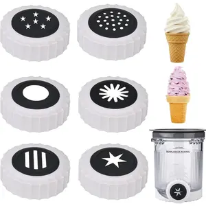 6 sets swirl nozzle for Ninja Swirl Creami Pints Lids,Soft Serve Maker nozzle for Ninja Swirl Creami NC701 & NC700 Pints Lids,(6 groups of different shapes) (6, Black)