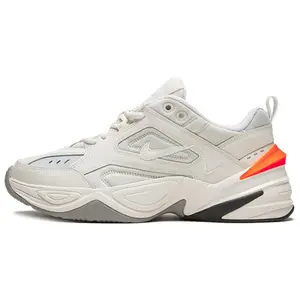 Nike M2K Tekno Comfortable Fashionable Low-Top Dad Shoes for Women in White and Orange Verifiable, with credentials and supporting global authentication