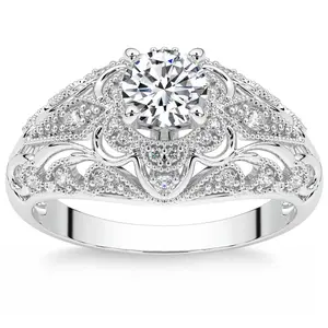 1 1/2Ct Diamond Vintage Engagement Ring 14k Gold Lab Grown 1 1/2Ct Diamond Vintage Engagement Ring 14k Gold Lab Grown