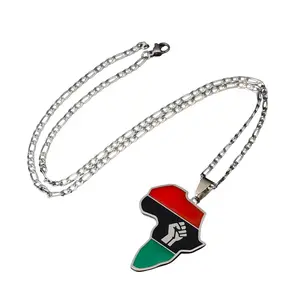 Africa Map Flag necklace for men and women