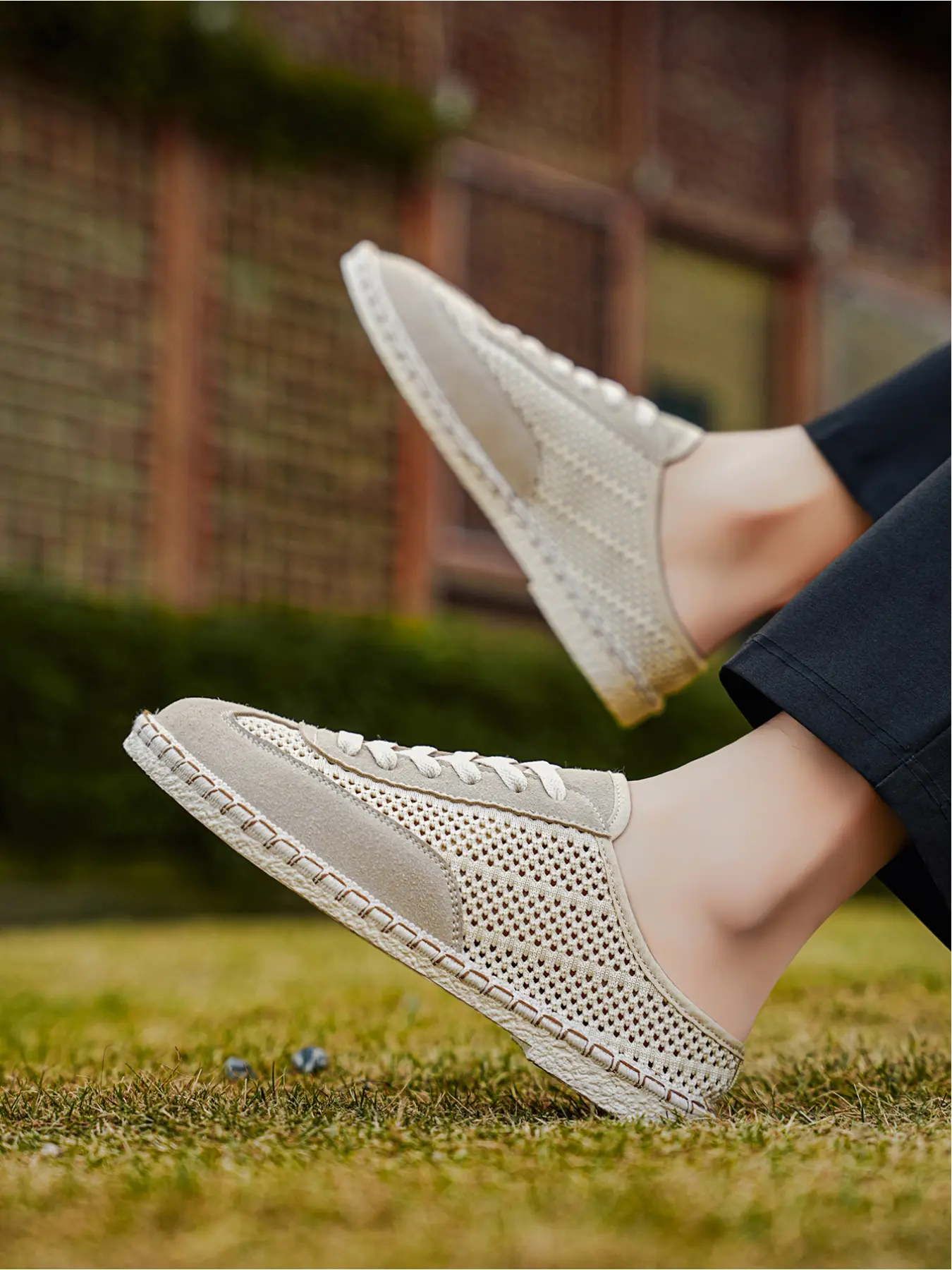 Men's Summer Breathable Hollow Out Casual Shoes, Slip-On Zipper Loafers, Non-Slip Soft Sole Driving Shoes
