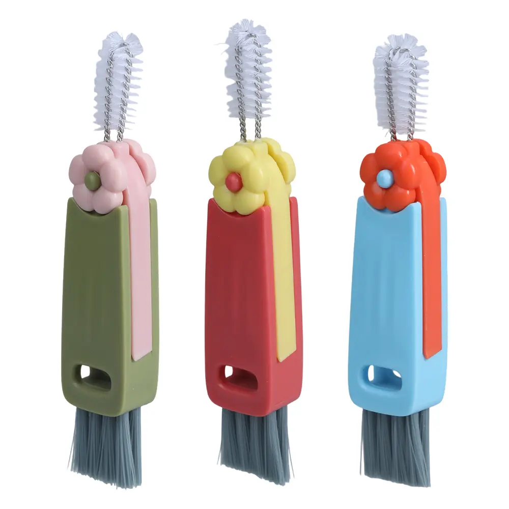 3 Pcs 3-in-1 Cup Lid Cleaner Set - Bottle Brush Cleaner, Crevice Brush for Tight Spaces, Portable Home Care Tool, Christmas Party Favor for Mothers