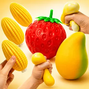 Cute Food Squishy Set, Soft Fruit Stress Relief Toys with Strawberry, Mango & Corn, Fun Gift for All Ages