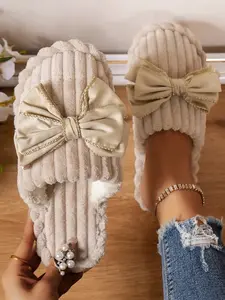 Quilted Bow Slippers