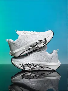 Men's Lightning Print Breathable Mesh Running Shoes, Lightweight Soft Sole Athletic Sneakers for Daily Sports