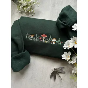 Embroidered Mushroom Sweatshirt, Cottagecore Embroidered Sweatshirt, Respect Wildlife, Camping Granola Girl Sweatshirt, Mushrooms Sweater