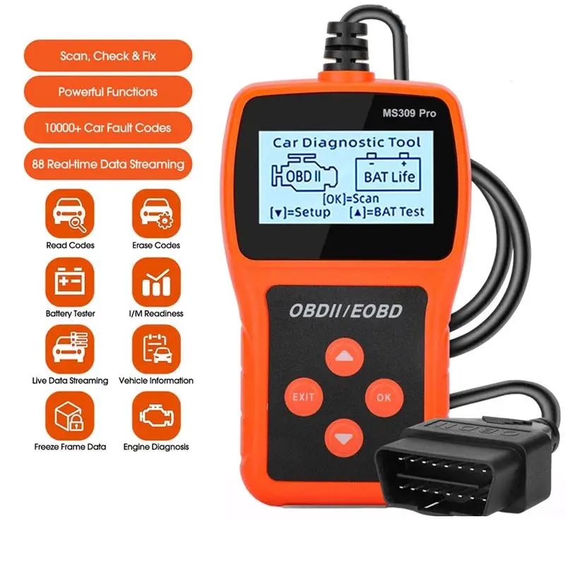 Upgrade MS309 Pro OBD2 Car Code Scanner, Wide Protocol Compatibility, Direct Powered from OBD Port, Simple Operation to Diagnose Engine Issues and Avoid Costly Mechanic Bills