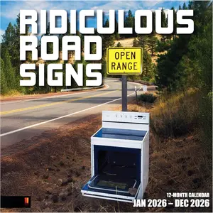 Ridiculous Road Signs 2026 Wall Calendar 12 Month | 12" x 24" Open | Thick & Sturdy Paper | Holiday  | Travel White Elephant Gifts for Adults Funny Calendar 2026
