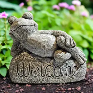 Large Frog Welcome Statue 13" x 15" - Unique Design for Home Decor