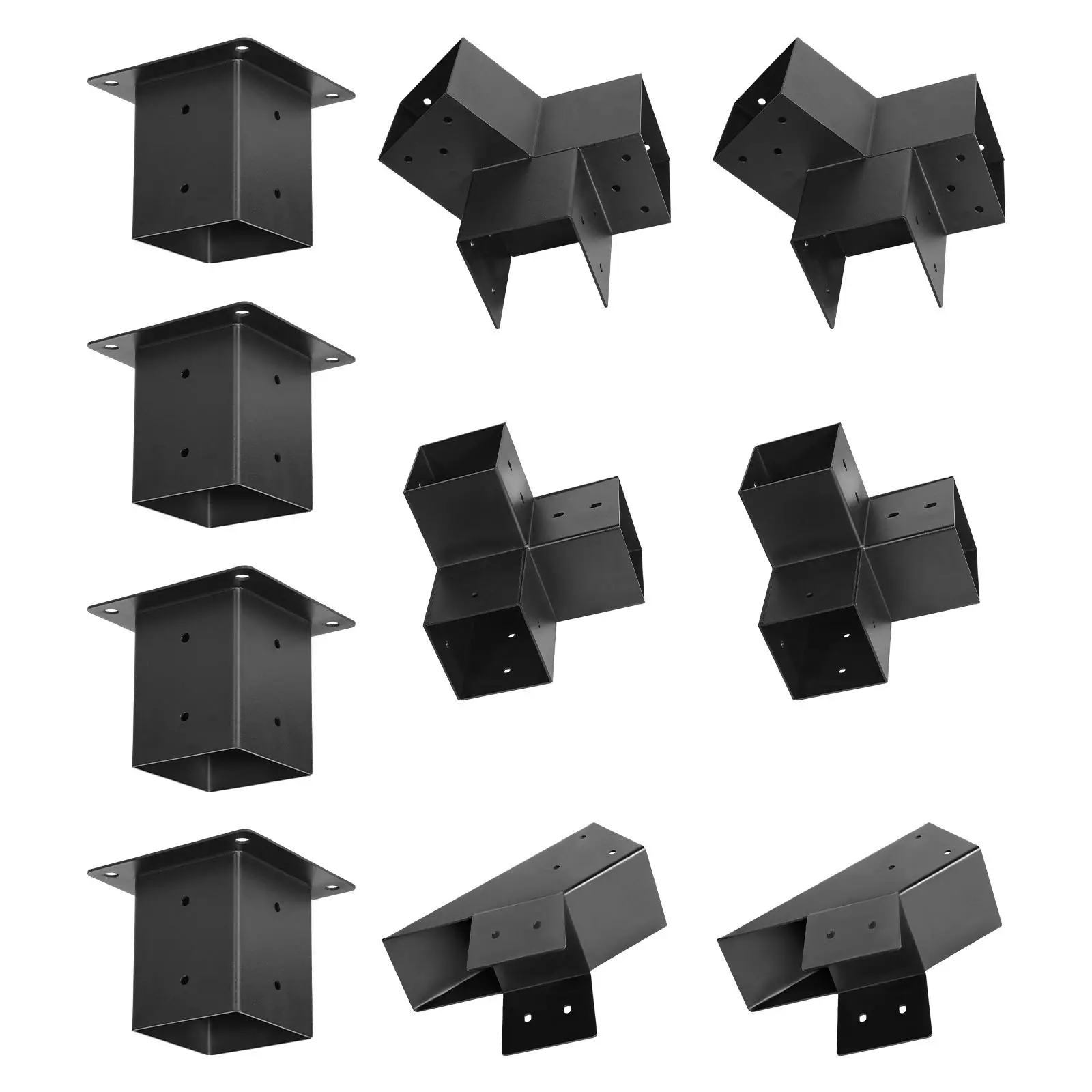 VEVOR 14-Piece Corrosion-Resistant Carbon Steel Pointed-Roof Pergola Brackets Kit, 4x4 in Fit for 3.5x3.5 in Actual-Size Lumber, with Expansion Bolts for Outdoor Pergolas, Gazebos
