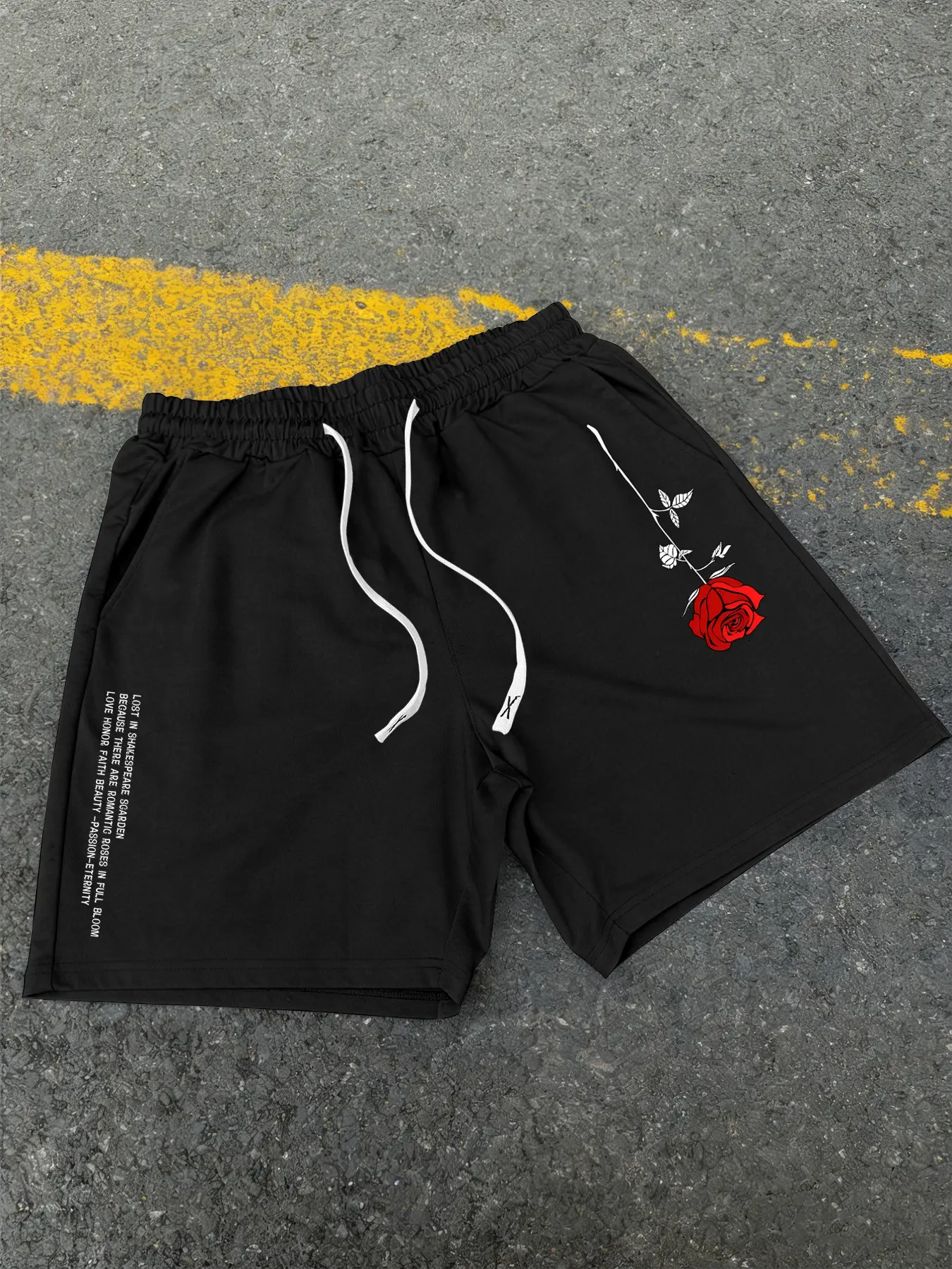 Men's Fashion Casual Athletic Shorts, Fashionable Summer Shorts, Rose and Cherry Blossom Print Design, Perfect Gift for Family and Friends, Versatile Clothing Choice
