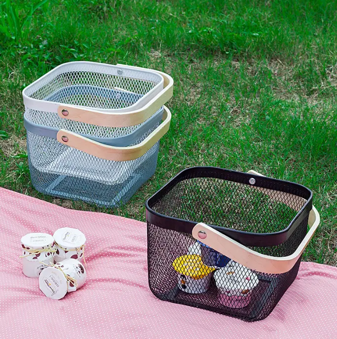 Aesthetic multi-color mesh basket for snacks, toys & sundries