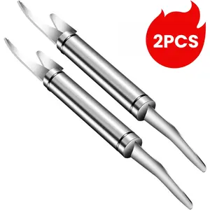 2PCS - 5 In 1 Multifunctional Shrimp Line Fish Maw Knife Stainless Steel Shrimp Deveiner Tool Multifunctional Fast Shrimp Peeler Fish Scale Remover Kitchen Fish and Shrimp Duck Intestine Cleaner