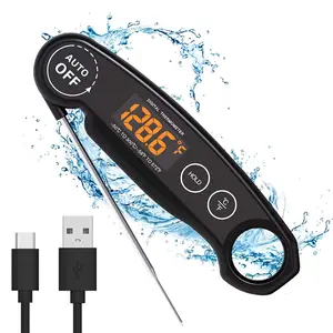 1 Second Instant Read Food Thermometer Rechargeable Meat Thermometer Digital Kitchen Thermometer for Cooking, Grill Thermometer, BBQ Thermometer Waterproof