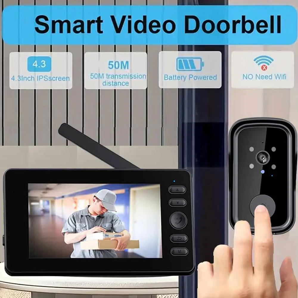 Wireless Smart Doorbell Camera with Night Vision, Motion Detection, Two-Way Voice, Home Security, Apartment, Garage, Office, Elderly Safety, Home Security System, Wireless Video Doorbell