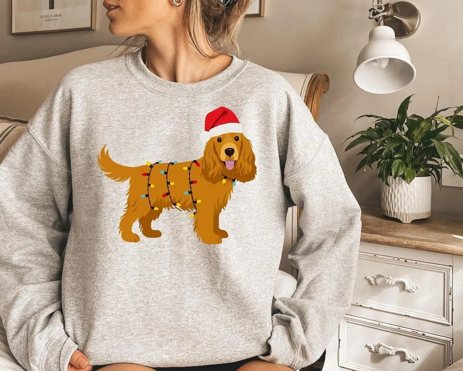 Cocker Spaniel Christmas Sweatshirt, Santa Spaniel Dog Sweater, Cocker Spaniel Lover Gift, Dog Mom Gift | Holiday Dog Xmas Gift