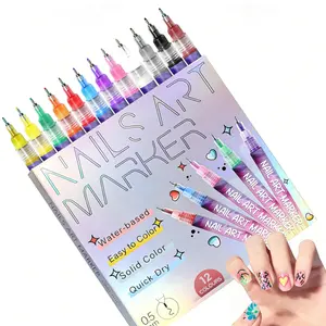 Cutics 12-Color Nail Doodle Pen for DIY Nail Art Quick Drying Acrylic Painting and 3D Dot Embroidery  acrylic mma nail - On Nails Quick Drying Dot Stitching Nail Art Pen for Home and Salon DIY, Nail Care Cutics Manicure Polish Cosmetic