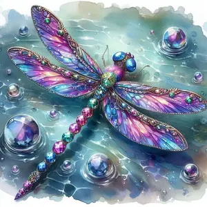1pcs 5D DIY handmade diamond painting set, 5D diamond art set, DIY decoration, colored dragonfly diamond painting set with full round diamonds, mosaic, diamond art, DIY art home decoration, Handicraft, suitable for Halloween and Christmas.