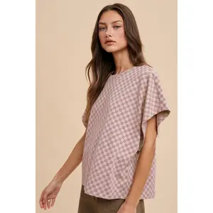 Annie Wear Checkered Round Neck Short Sleeve T-Shirt