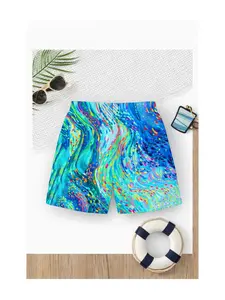 Trendy Colorful Kids Shorts, Boys' Summer Beach Vacation Quick-Dry Pants, Medium to Large Toddler Sand Print Pants