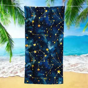 Blue Constellation Starry Sky Print Beach Towel, Microfiber Quick Dry Sand Free Oversized Bath Towel, Absorbent Soft Swim Towel for Summer Vacation, Pool, Beach, Holiday, Travel, Gift for Men Women