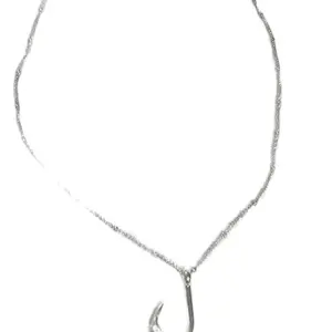Stainless Steel Silver Fish Hook Necklace - Homemade Jewelry Accessory